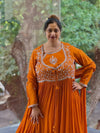 Orange Intricate Yolk Gown