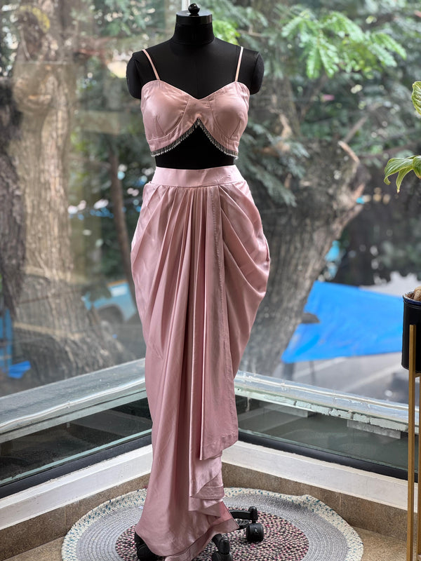 Pink Jacket Style Skirt Set