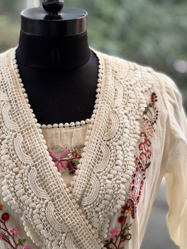 Cream Anghrakha Tunic