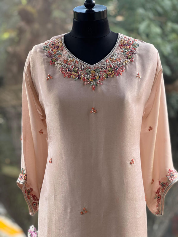 Peach Tissue Palazzo Set