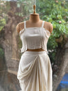 Cream Jacket Style Skirt Set