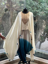 Cream and Blue Indo western