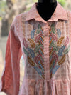 Peach Embroidered Yolk Co Ord