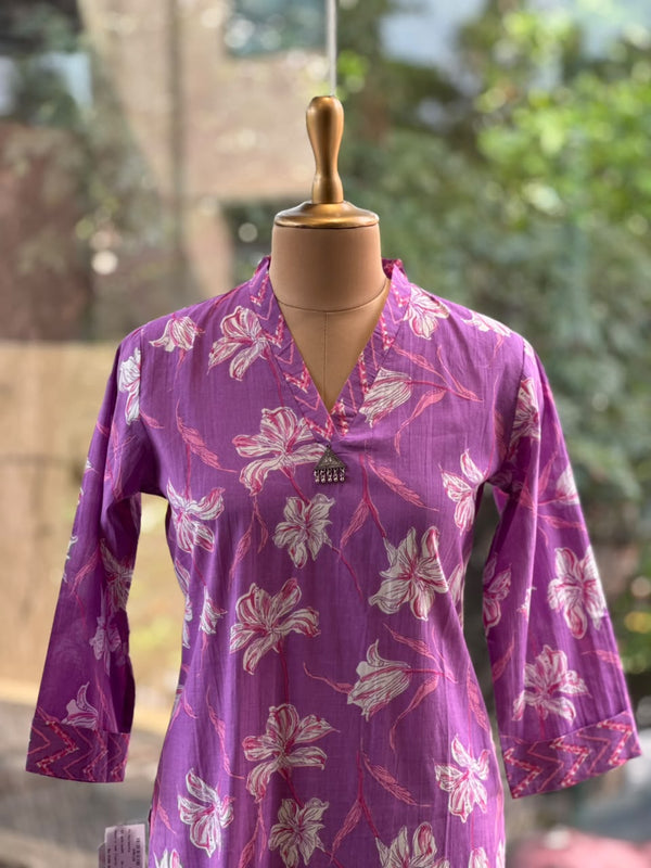 Purple V Neck Co Ord