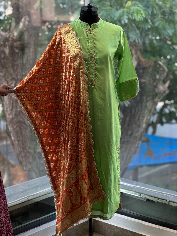 Rust Banarasi Dupatta Set