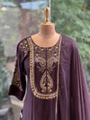 Dark Brownish Wine Dupatta Set
