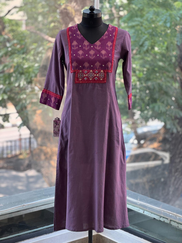 Purple Ikkat Yolk Tunic