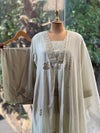Half White Mul Dupatta Set