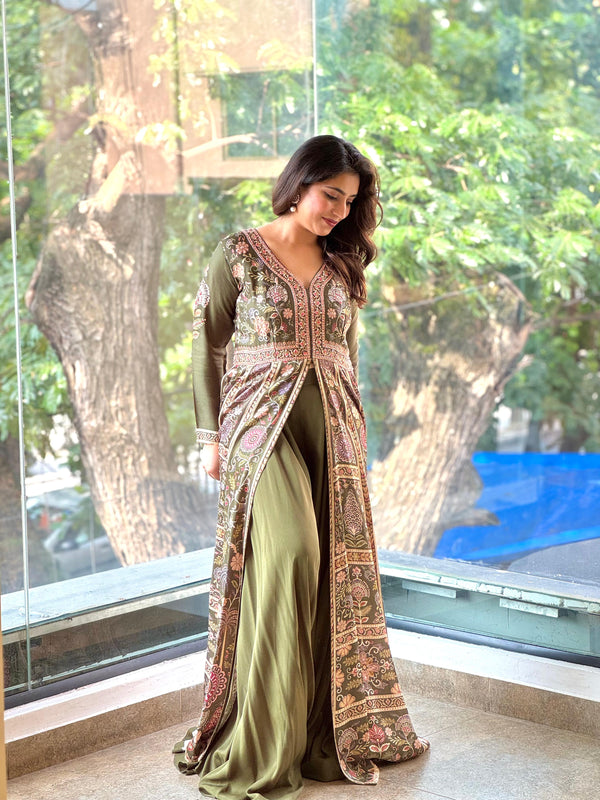 Mehndi Green Anarkali Set