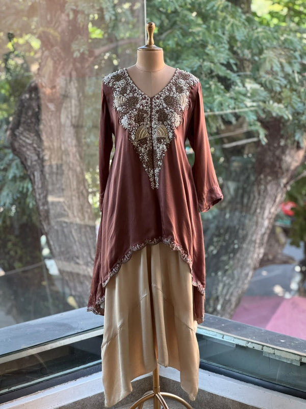 Brown Hand Work Harem Set