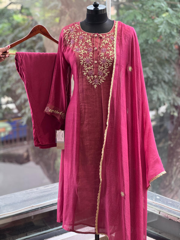 Onion Pink Dupatta Set