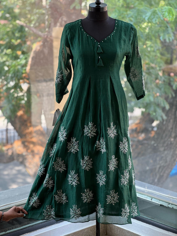 Green Thread Work Dupatta Set