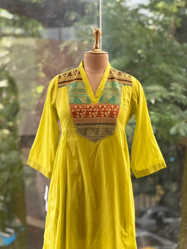 Yellow Patch Work Yoke Suit