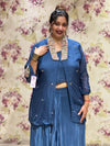 Blue Embroidered Jacket Set