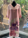 Pink Big Flower Dupatta Set