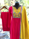 Pink Yolk Embroidered Suit Set