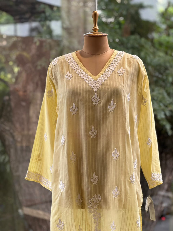 Yellow Chikankari Tunic