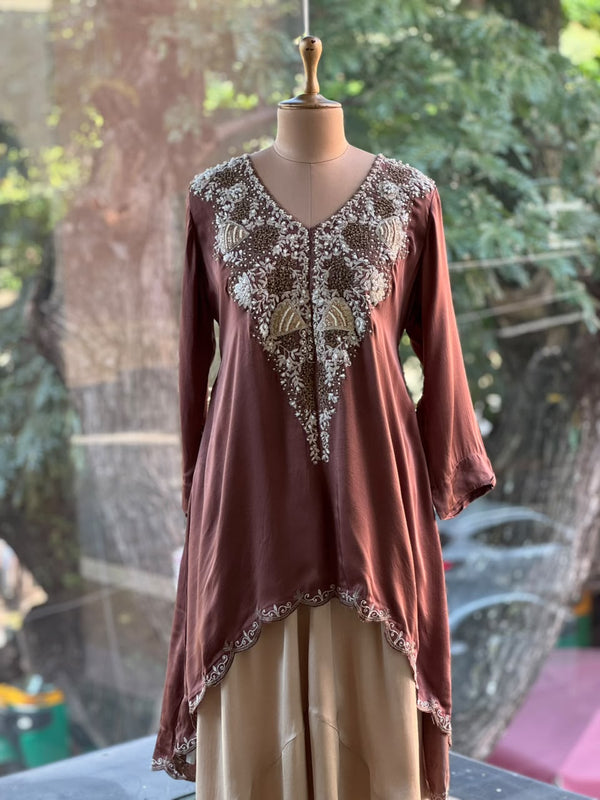 Brown Hand Work Harem Set