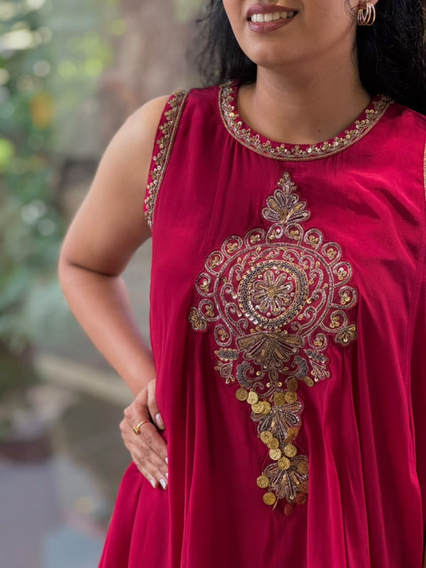 Maroon Skirt Set