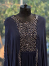 Navy Blue Pipe Work Gown