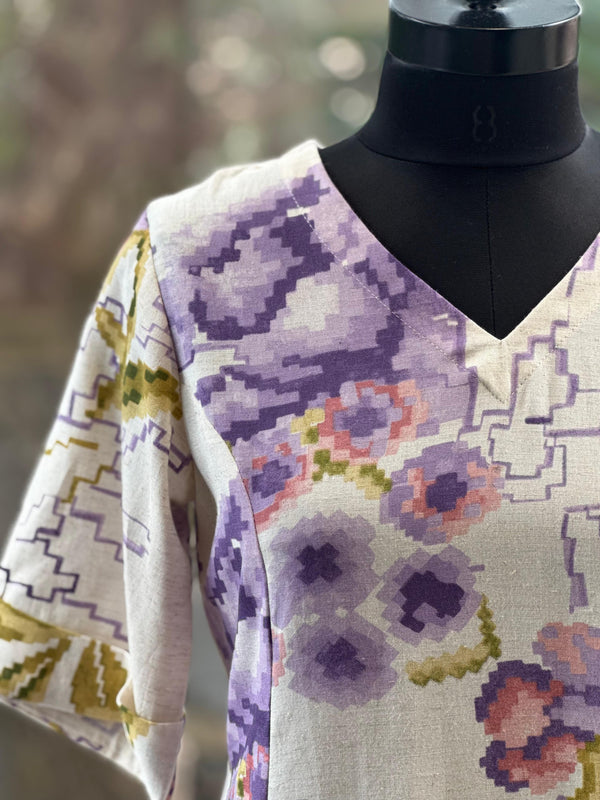 White/Purple Floral Tunic