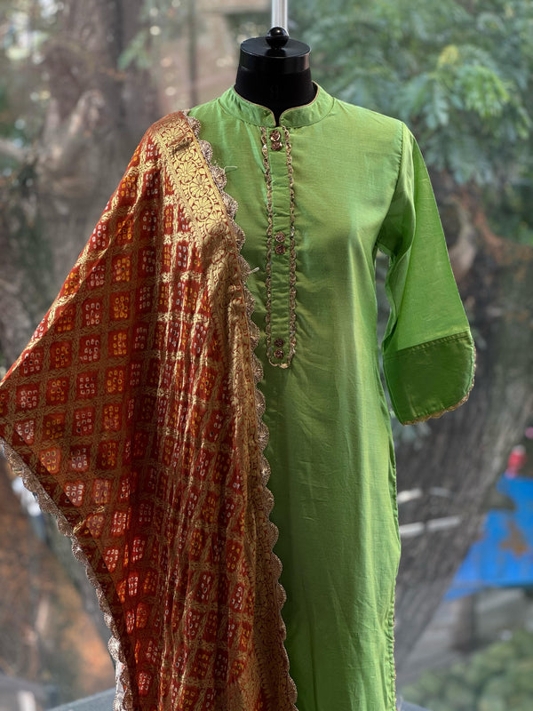 Rust Banarasi Dupatta Set