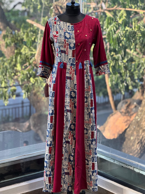 Maroon Printed Tunic