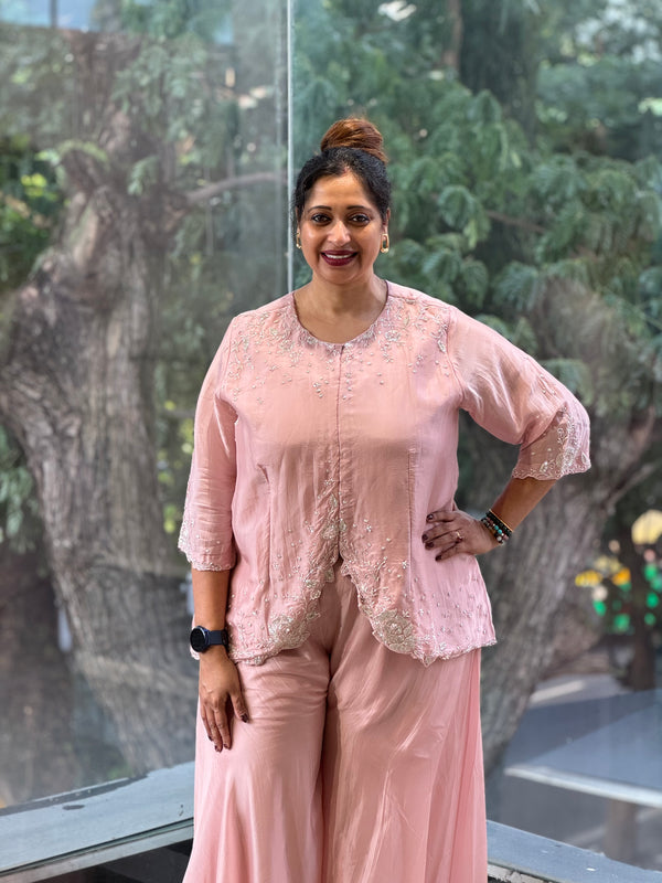 Pink Hand Work Palazzo Set