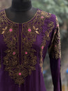 Purple Gold Beads Work Suit