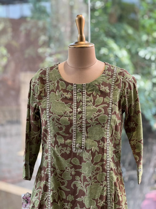 Brown Floral Print Tunic