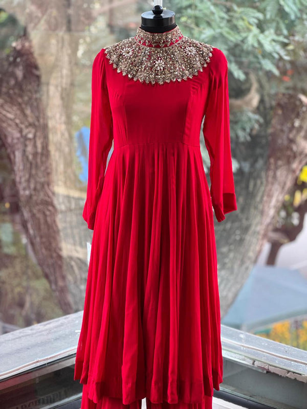 Red Sharara Set