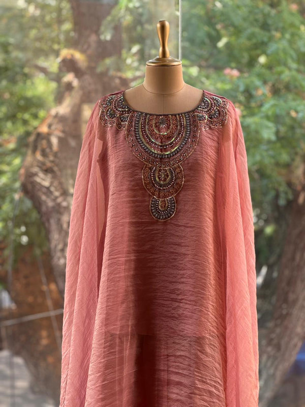 Rose Gold Glass Tissue Kaftan Co ord