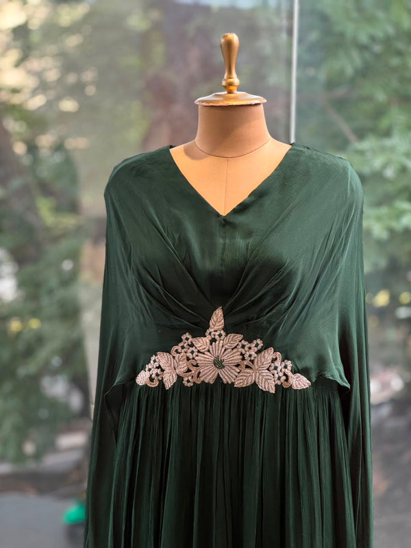 Green Satin Silk Gown
