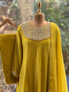 Yellow Mul Beads Work Suit