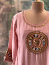 Pink Embroidered Mul Suit