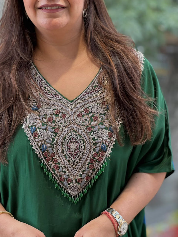 Green Tye Dye Kaftan Set