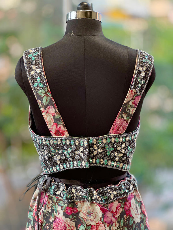 Black Floral Lehenga set
