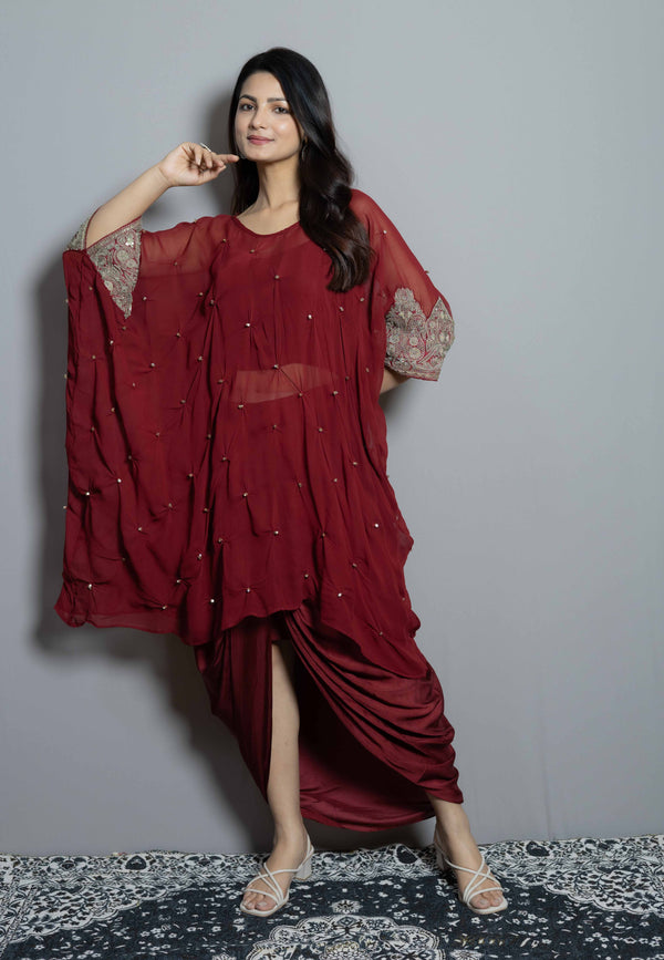 Maroon Kaftan Set