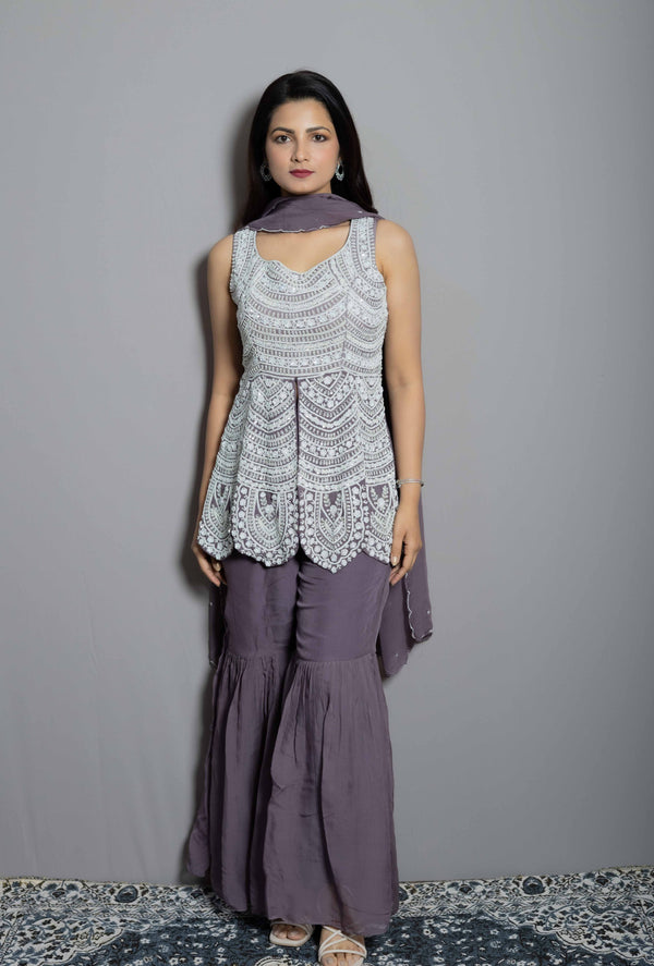 Mauve Moti Work Sharara Set