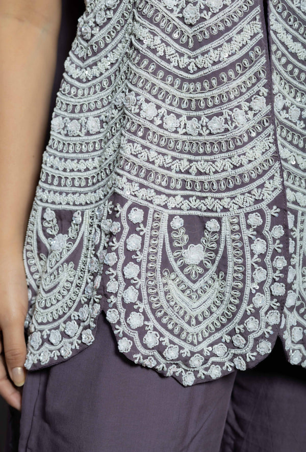 Mauve Moti Work Sharara Set