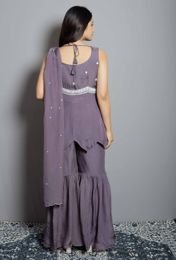 Mauve Moti Work Sharara Set
