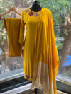 Yellow Thread Embroidered Dupatta Set