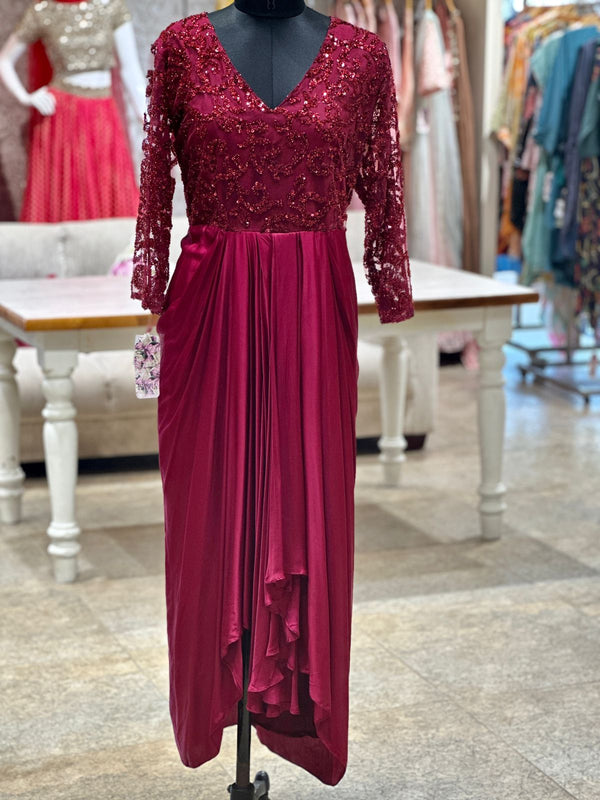 Maroon Shimmer Party Wear