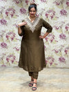 Olive Green Digital Printed Dupatta Set