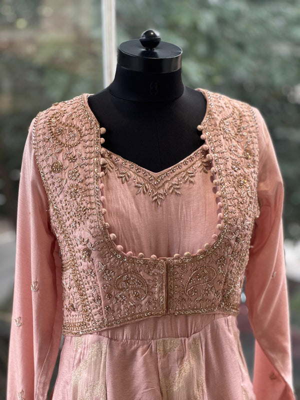 Peach Banarsi Gown
