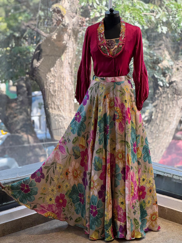 Beige Lehenga Set