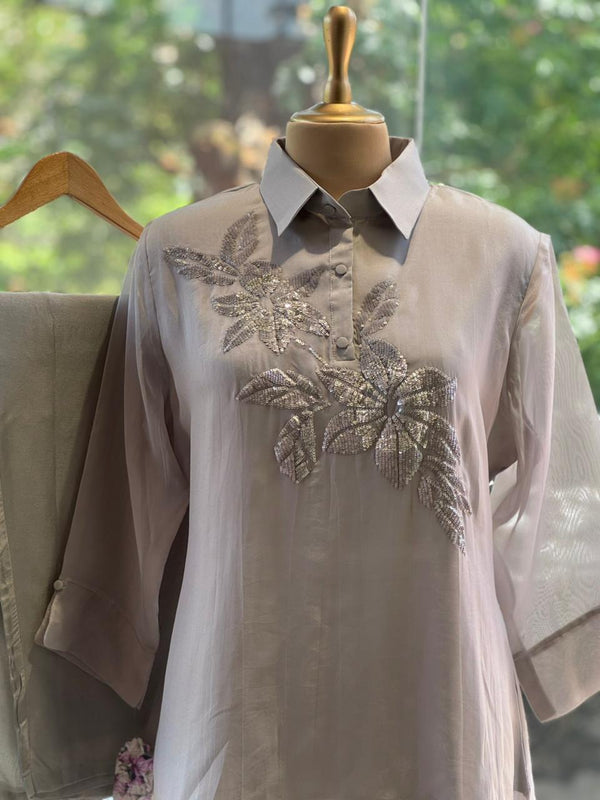 Grey Organza Co Ord
