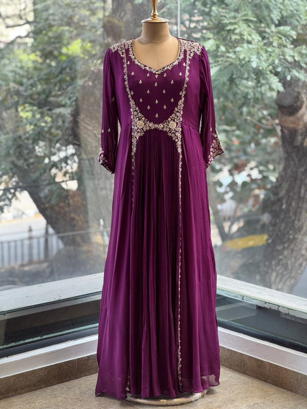 Purple Handwork Gown