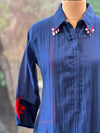 Blue Mul Tunic With Embroidery