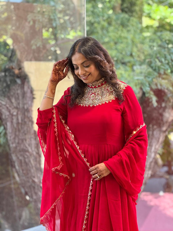 Red Sharara Set